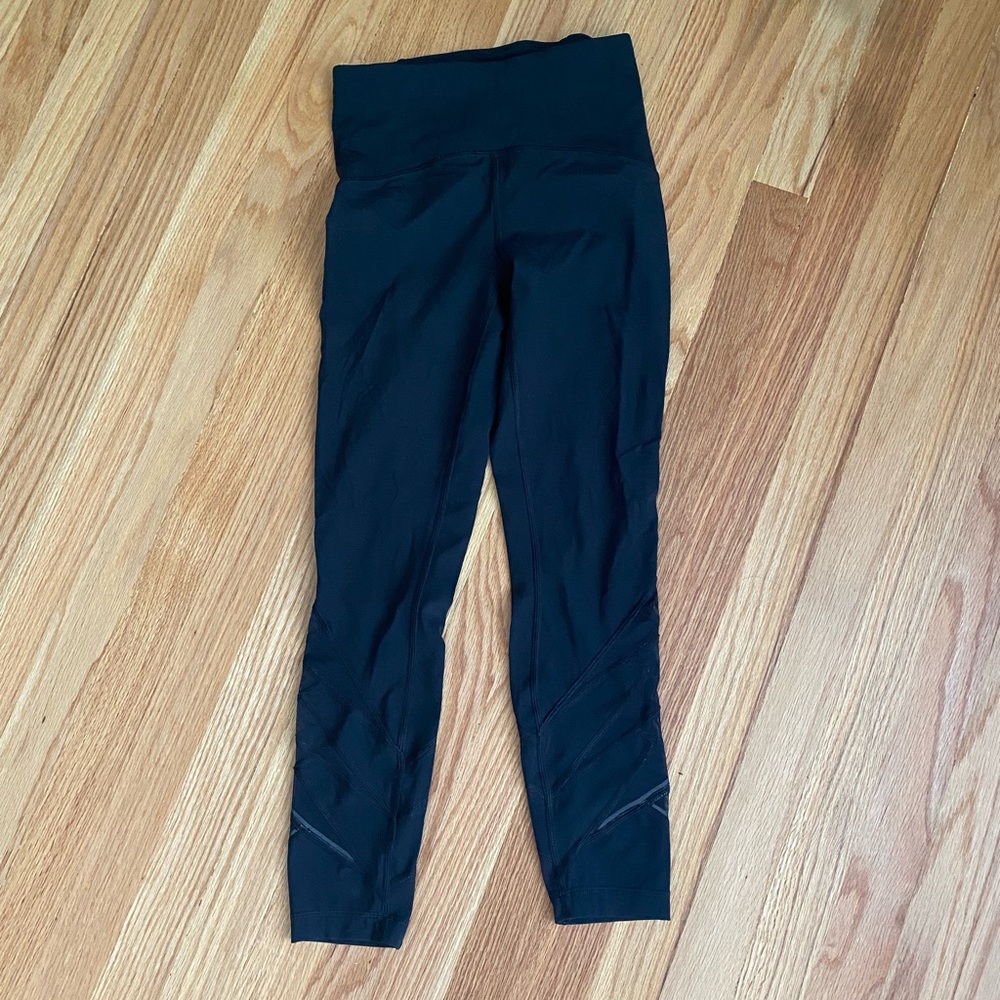Black Lululemon Leggings with Mesh Panels